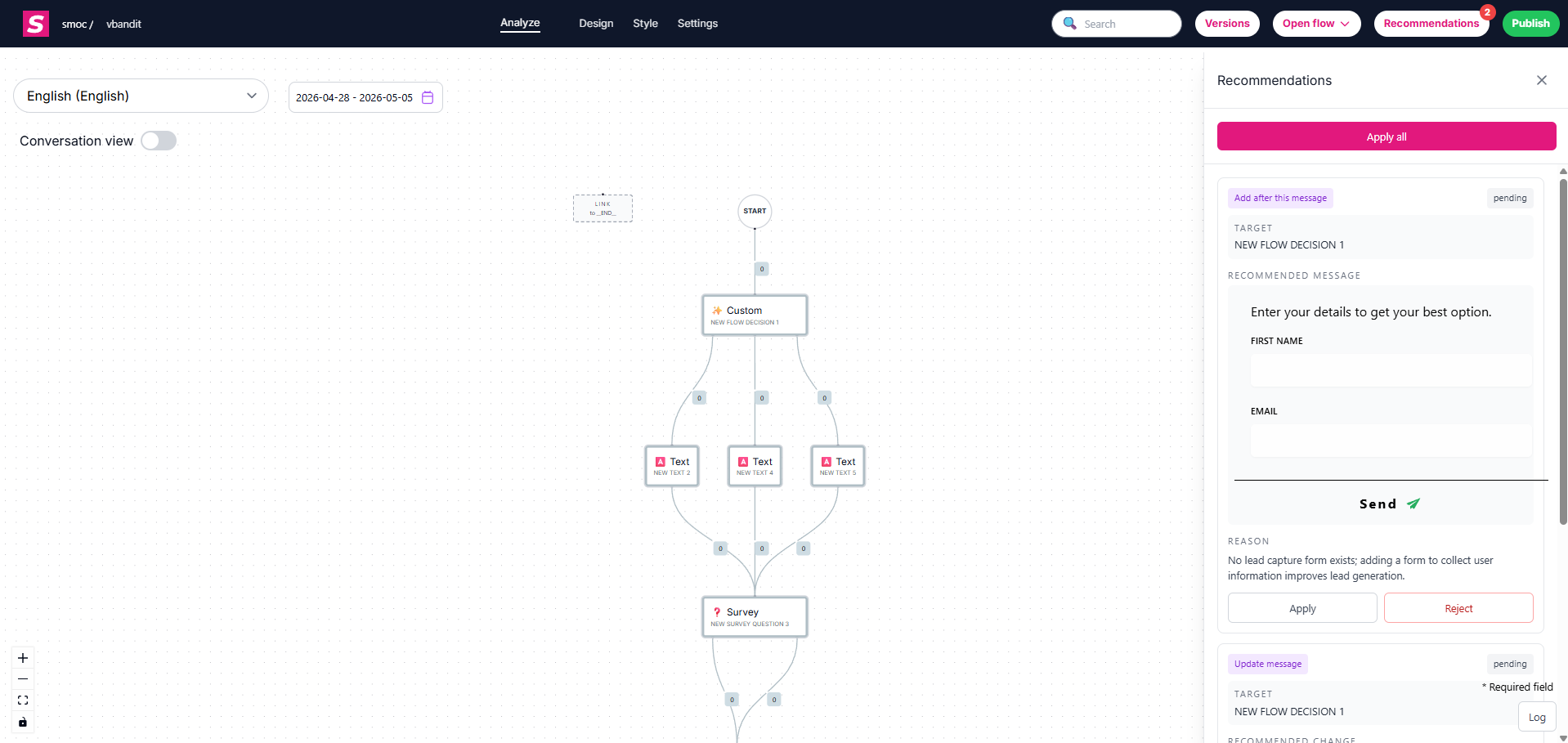 Review and Apply AI Recommendations in Studio