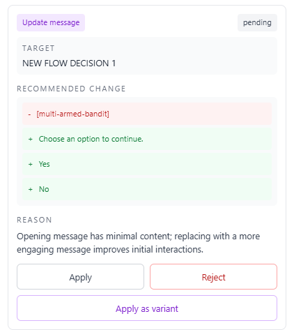 Recommendation cards in the side panel