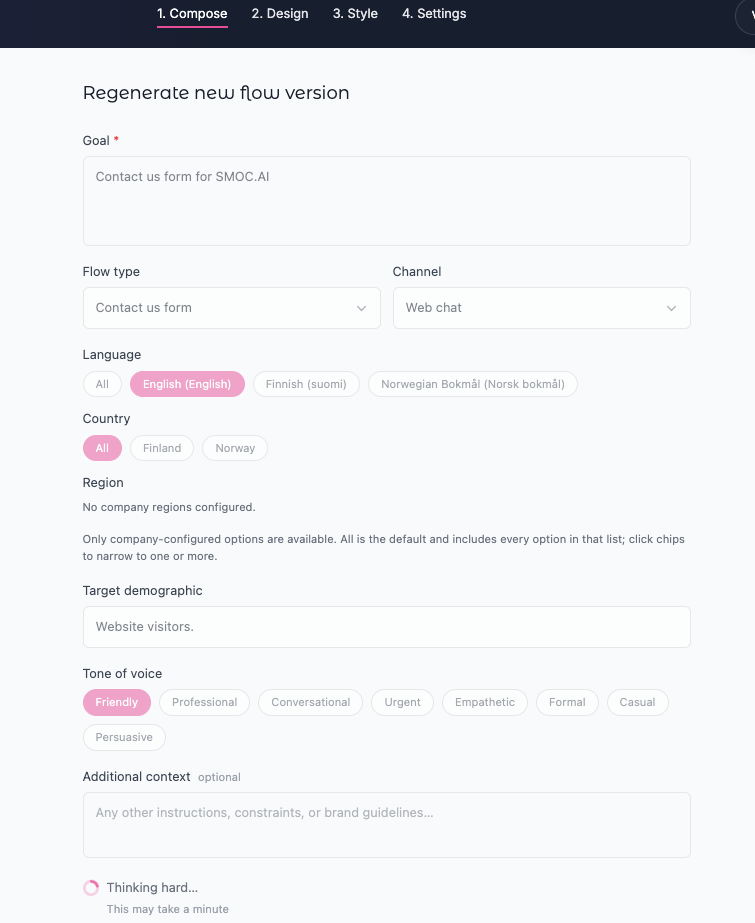 Compose generating a Contact us form on a card flow