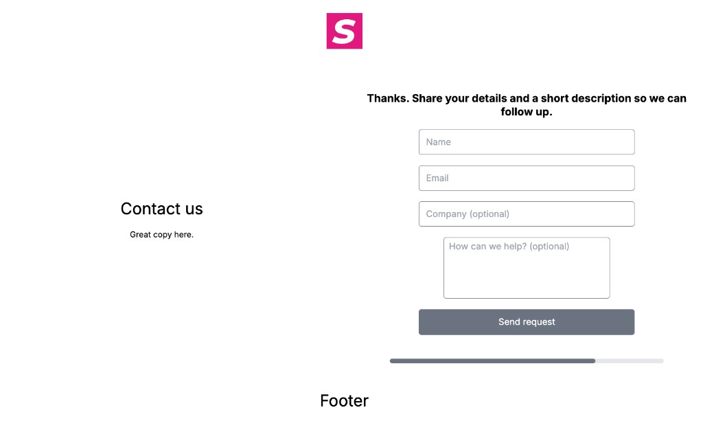 Contact details step on a card flow